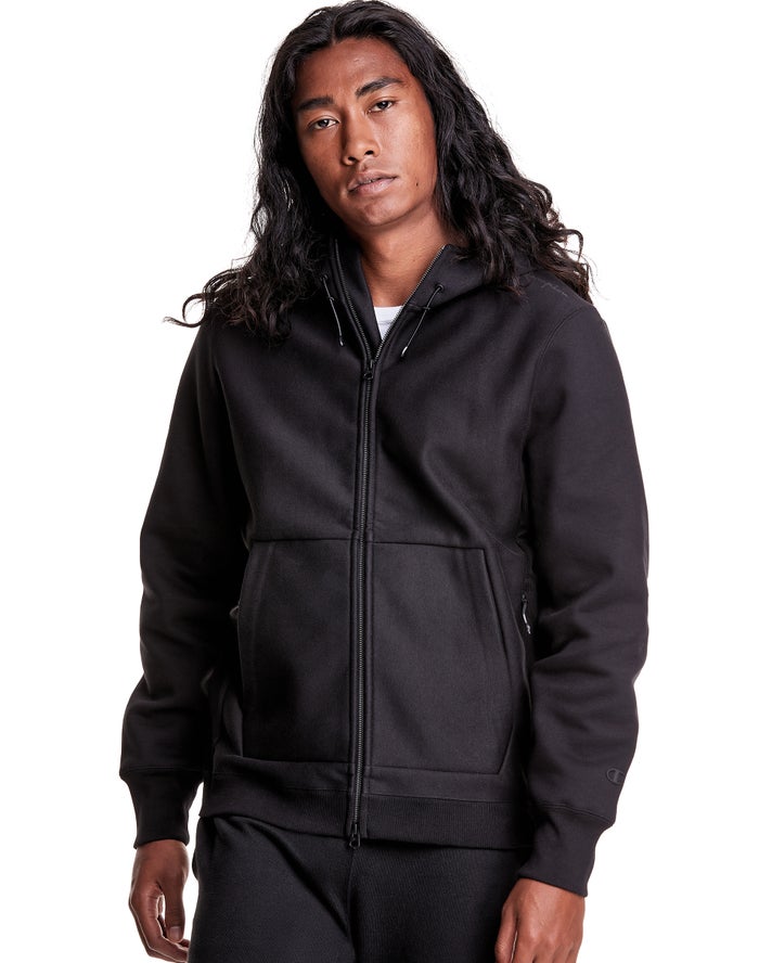 Champion Mens Hoodie NZ - Defender Series Reverse Weave® Stormshell Full Zip Black ( 2189-KDUBX )